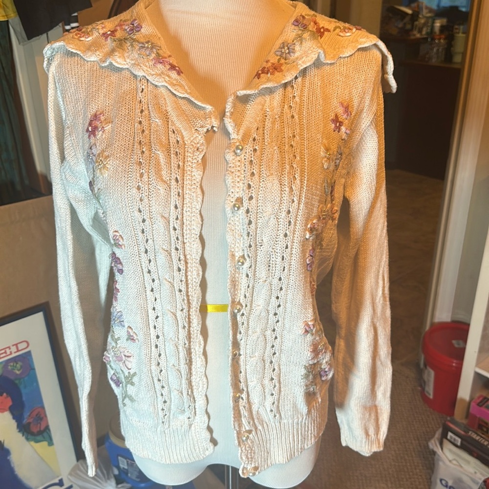 Vintage embroidered knit cardigan